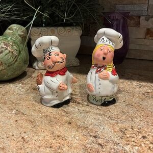 Vintage Chef kiss the cook salt & pepper shaker set